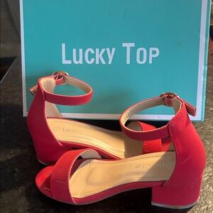 Lucky Brand GIRLS SIZE 10 Bold Red Heeled Sandals